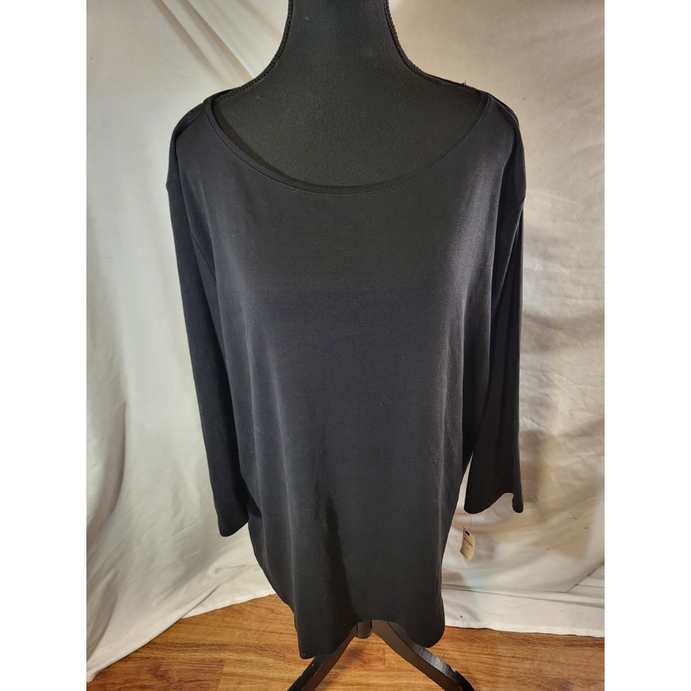 NWT Talbots The Talbots Tee Plus Black Size 3X 3/4 Sleeve Pima Cotton